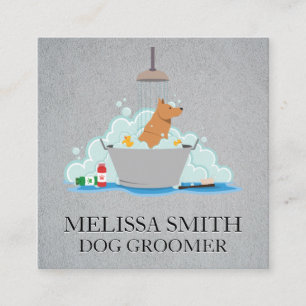 Dog Groomer Dog Wash Square Business Card