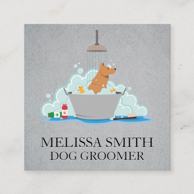 Dog Groomer | Dog Wash Square Business Card (Front)