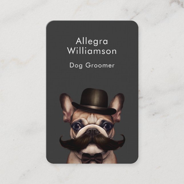 Dog Groomer French Bulldog QR Code Business Card (Front)