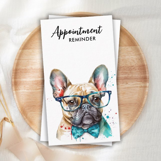 Dog Groomer Funny Cute Puppy French Bulldog  Appointment Card (Creator Uploaded)