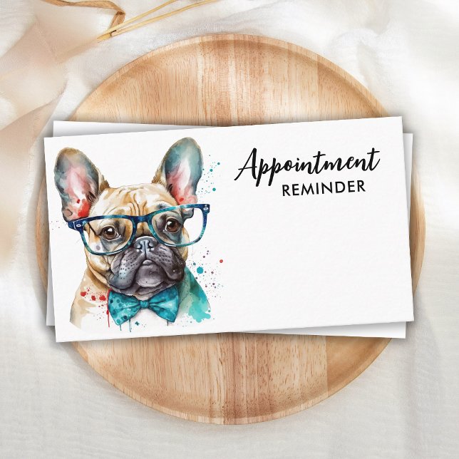 Dog Groomer Funny Puppy Pet French Bulldog Appointment Card (Creator Uploaded)