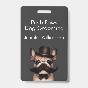 Dog Groomer Funny QR Code Grey ID Badge
