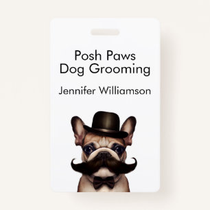 Dog Groomer Funny QR Code  ID Badge