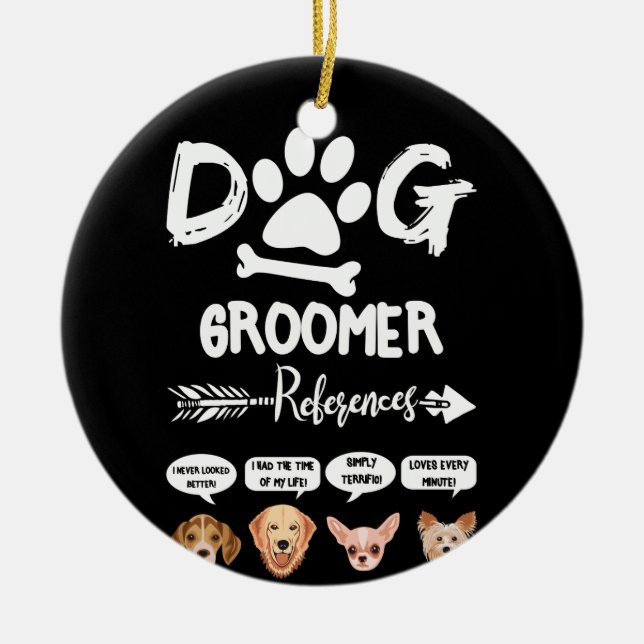 Dog Groomer Gift References Grooming Dog Salon Spa Ceramic Tree Decoration (Front)