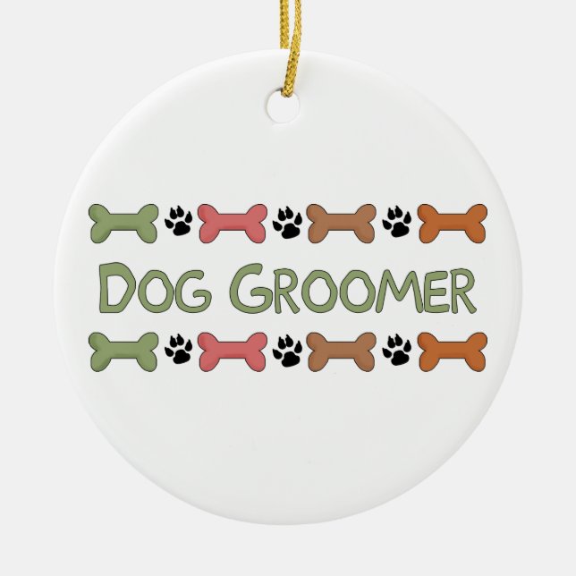 Dog Groomer Gifts Ceramic Tree Decoration (Front)