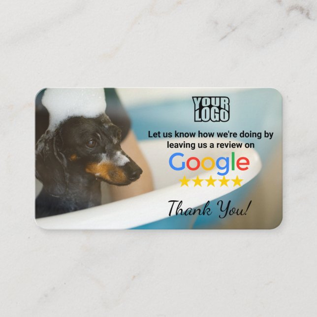 Dog Groomer Google Review Template With QR - Business Card (Front)