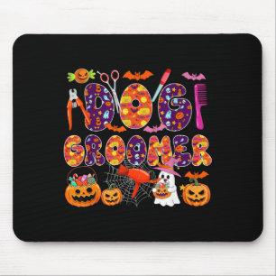 Dog Groomer Halloween Boo Carved Pumpkins Funny Mouse Mat