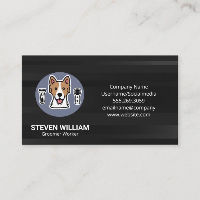 Dog Groomer Logo Business Card (Front)