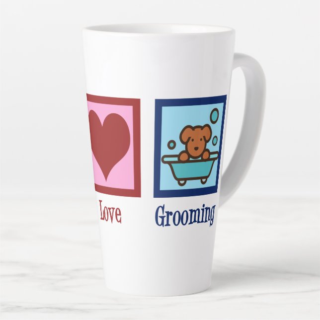 Dog Groomer Peace Love Pet Grooming Latte Mug (Right Angle)
