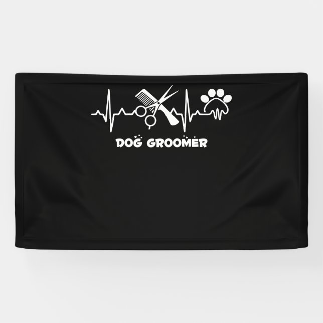 Dog Groomer Pet Grooming Heartbeat Pet Lover Banner (Horizontal)