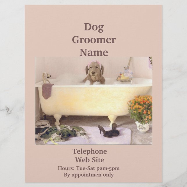 Dog Groomer Pet Products Services Business Flyer (Front)