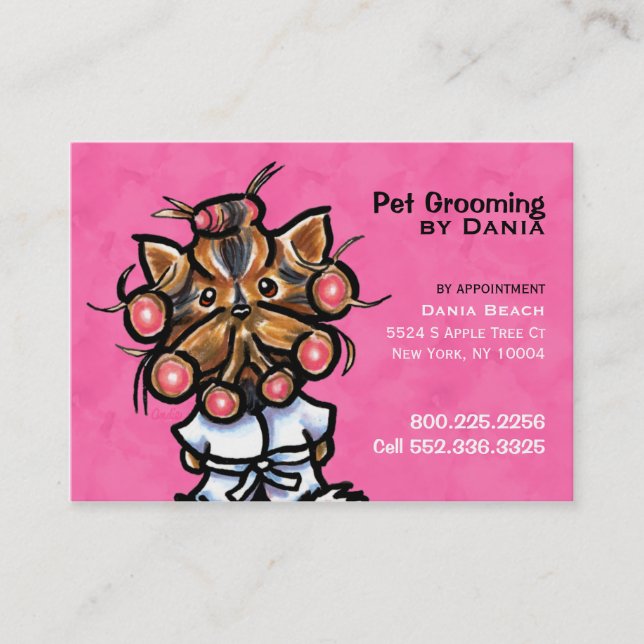 Dog Groomer Pet Spa Business Pretty Pink Business Card (Front)