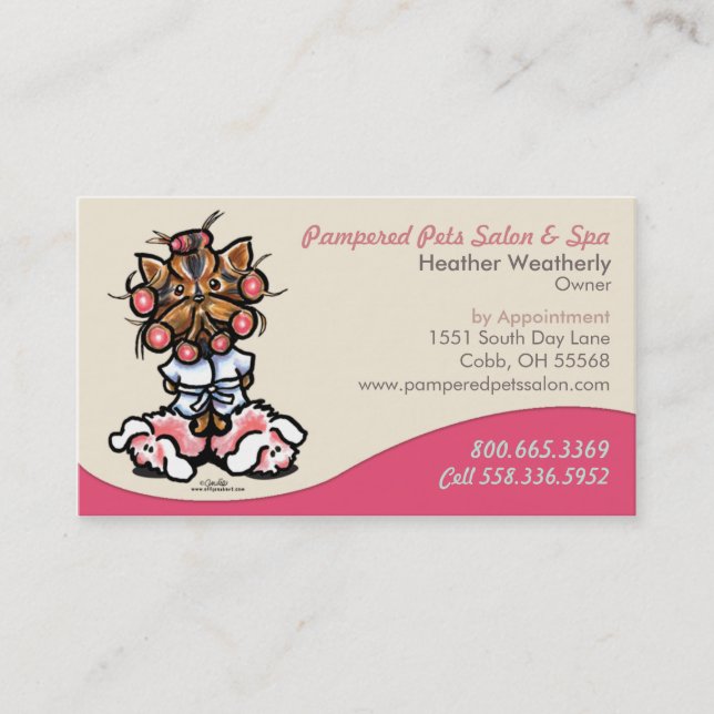 Dog Groomer Pet Spa Business Yorkie Business Card (Front)