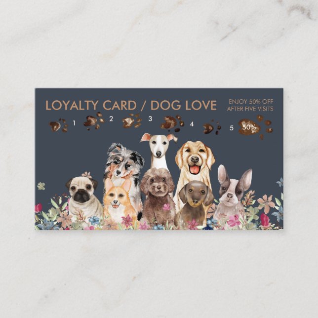 Dog Groomer Petsitter Sale Gift Loyalty Printed Business Card (Front)