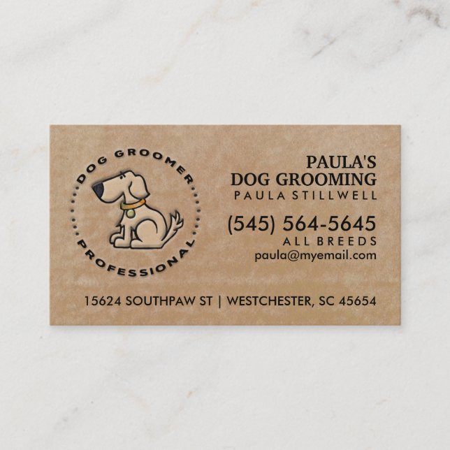 Dog Groomer Professional Brown Business Card (Front)