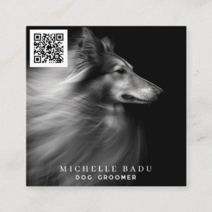 Dog Groomer QR Code Social Media Square Business Card