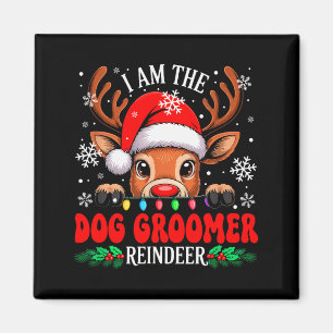 Dog Groomer Reindeer Christmas Cute Santa Reindeer Magnet
