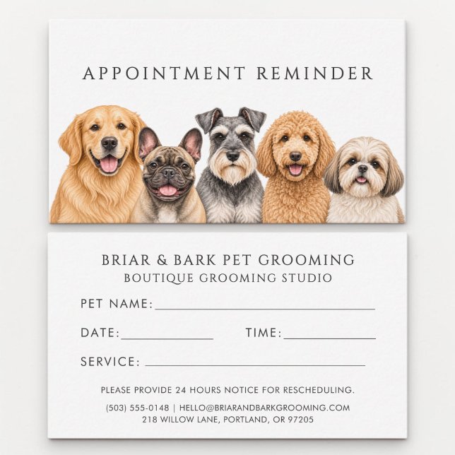 Dog Groomer Reminder Appointment Card  (Creator Uploaded)