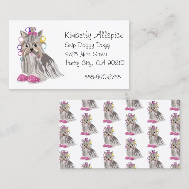 Dog Groomer Salon Yorkshire Terrier Yorkie  Business Card (Front/Back)