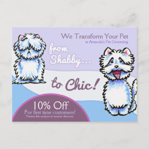 Dog Groomer Shabby Chic Westie Coupon Mailer Postcard
