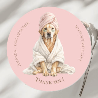 Dog Groomer Spa Personalised Thank You Stickers