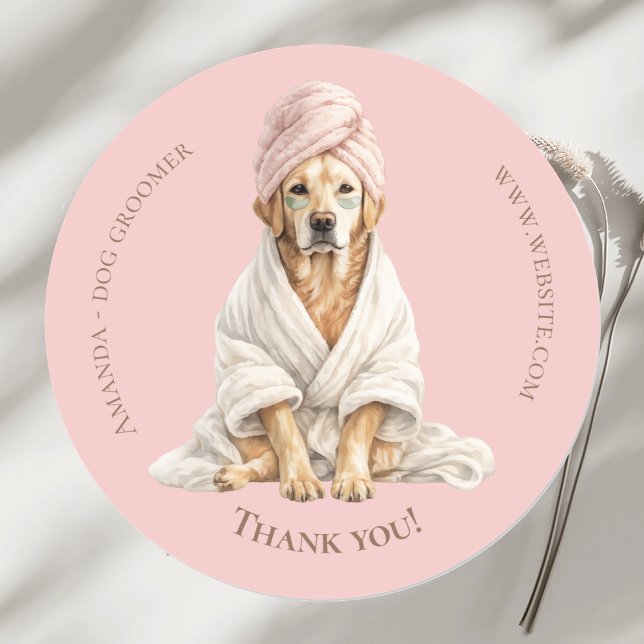 Dog Groomer Spa Personalized Thank You Stickers (Front - closeup)