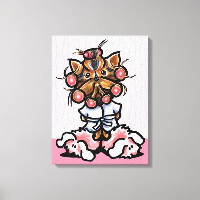Dog Groomer Spa Yorkie Pink Canvas Print (Front)