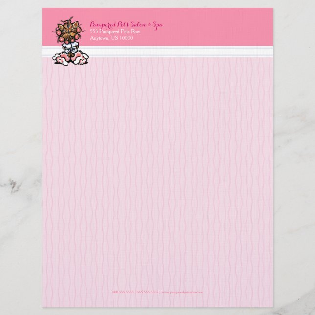 Dog Groomer Spa Yorkie Pink Letterhead Template (Front)