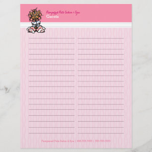 Dog Groomer Spa Yorkie Sign-In Guest Book Sheet
