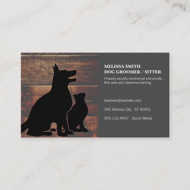 Dog Groomer | Trainer | Cats | Wood Business Card (Front)
