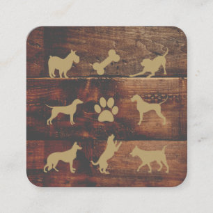 Dog Groomer   Trainer   Icons on Wood Square Business Card