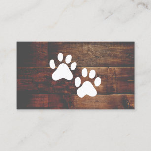 Dog Groomer Trainer Paws Wood Business Card