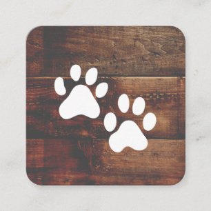 Dog Groomer Trainer Paws Wood Square Business Card