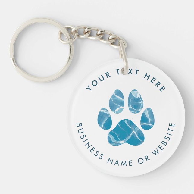 Dog Groomer Wash Water Paws Prints Promotional Key Ring (Front)