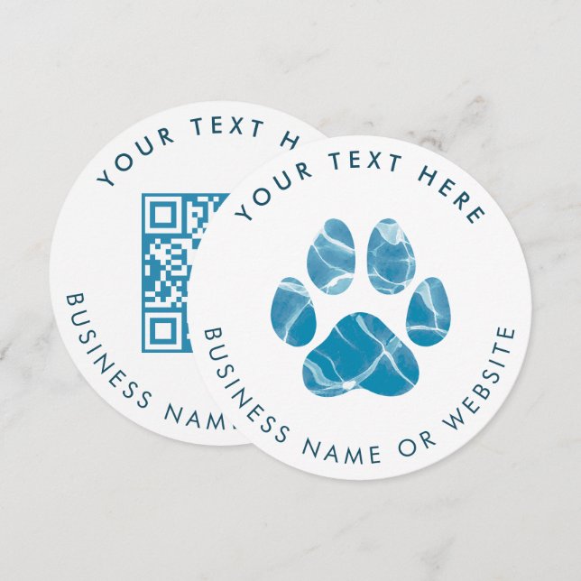 Dog Groomer Wash Water Paws Prints QR Code (Front/Back)