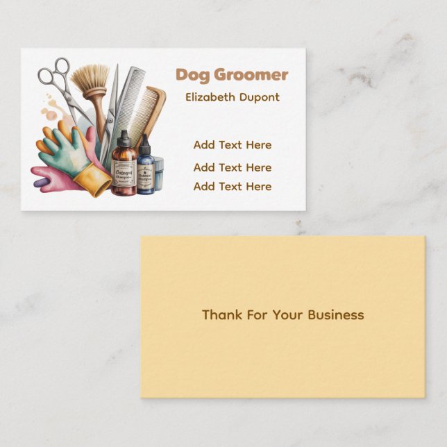 Dog Groomer Watercolor Business Card (Front/Back)