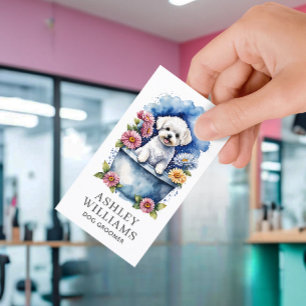 Dog Groomer Watercolor QR Code Business Card