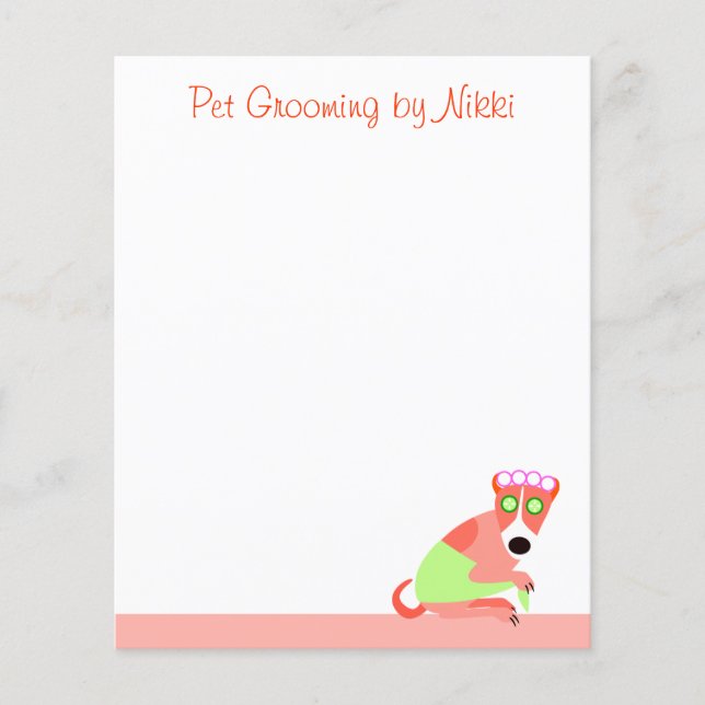 Dog Groomer's Small Notepaper Flyer (Front)