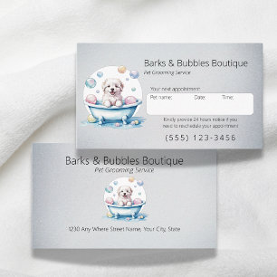 Dog grooming and pet care professional appointment card
