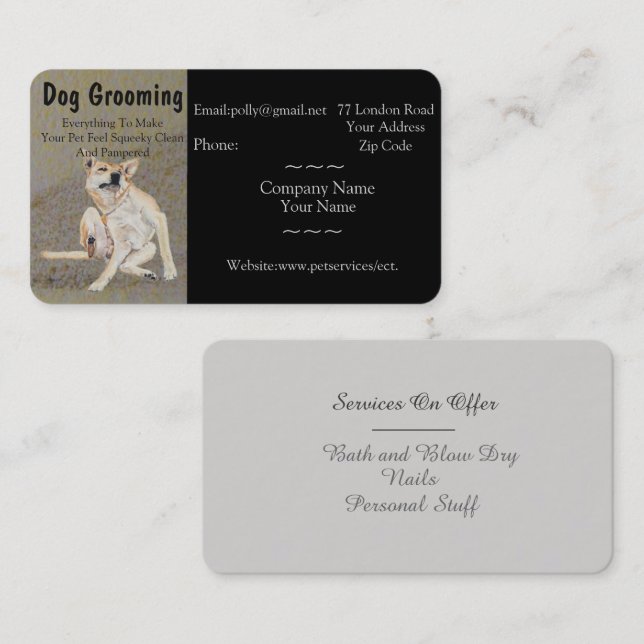 dog Grooming and pet care services appointment Card (Front/Back)