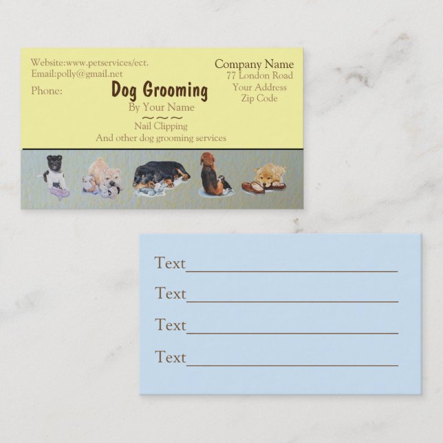 dog Grooming and pet care services appointment Card (Front/Back)