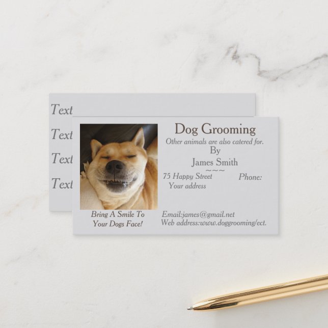 dog Grooming and pet care services appointment Card (Front/Back In Situ)