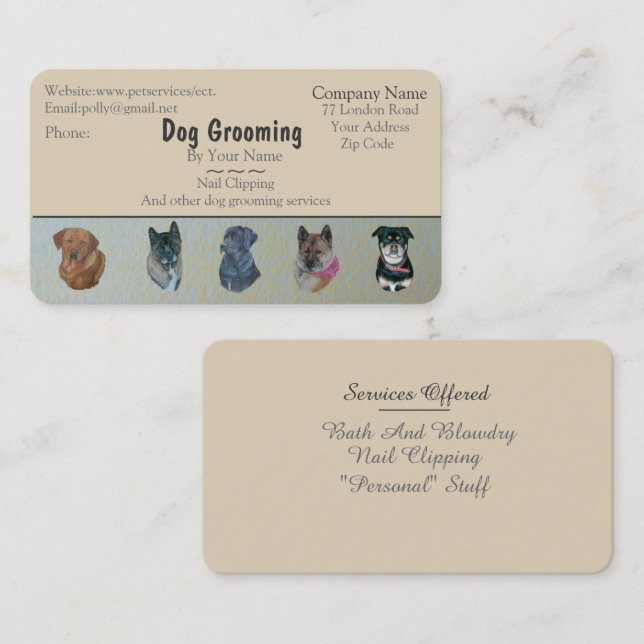 dog Grooming and pet care services business Business Card (Front/Back)
