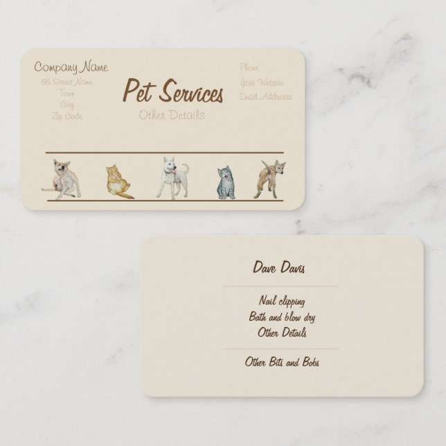 dog Grooming and pet care services Business Card (Front/Back)