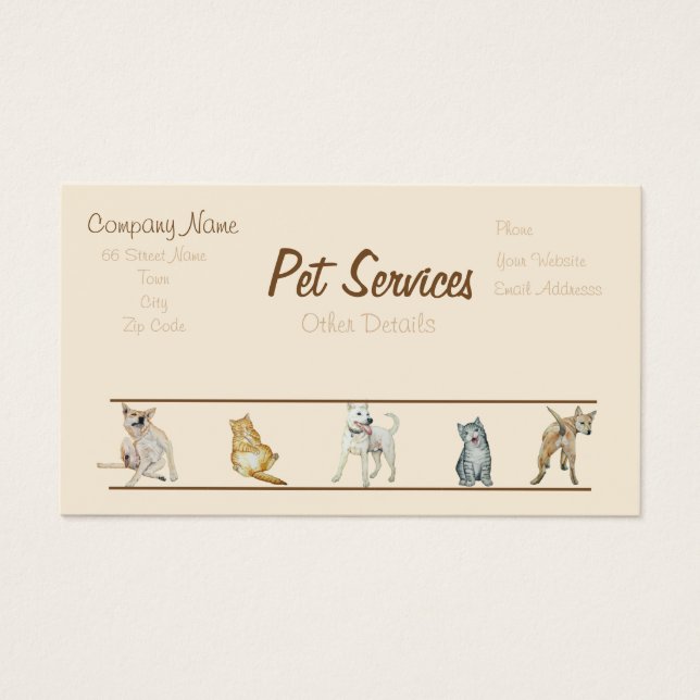dog Grooming and pet care services Business Card (Front)
