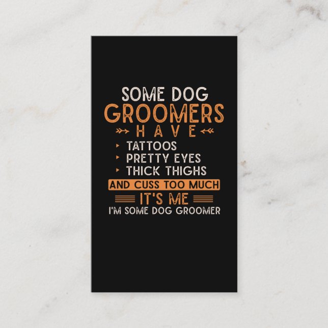 Dog Grooming Animal Tattooed Dog Groomer Business Card (Front)