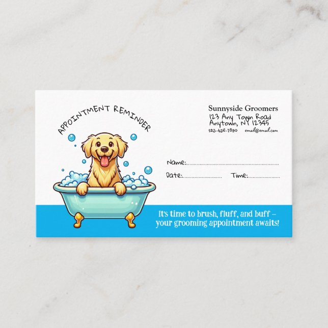 Dog Grooming Appointment Reminder Card (Front)