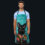 Dog Grooming Apron<br><div class="desc">A cute black miniature schnauzer on bright turquoise accented with paw prints,  this dog grooming apron is fun for your business and employees.</div>