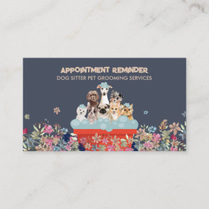 Dog Grooming Bath Bed Floral Appointment Business Card