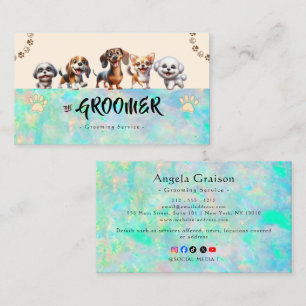 Dog grooming boutique pet sitter cute puppy script business card